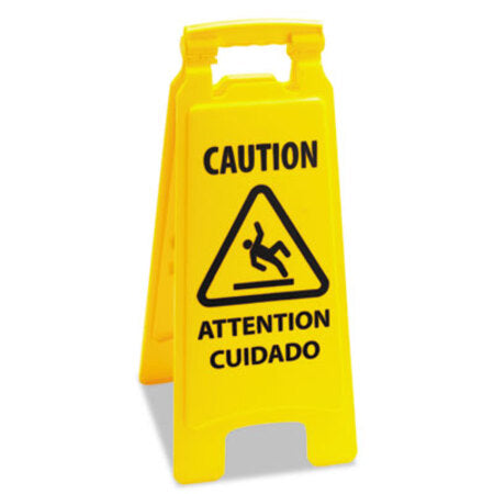 Boardwalk® Caution Safety Sign For Wet Floors, 2-Sided, Plastic, 10 x 2 x 26, Yellow