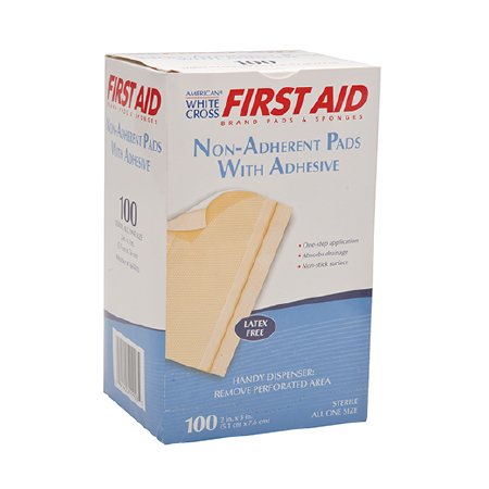Dukal Adhesive Dressing American White Cross First Aid® 2 X 3 Inch Polyester / Rayon / Film Rectangle Tan Sterile
