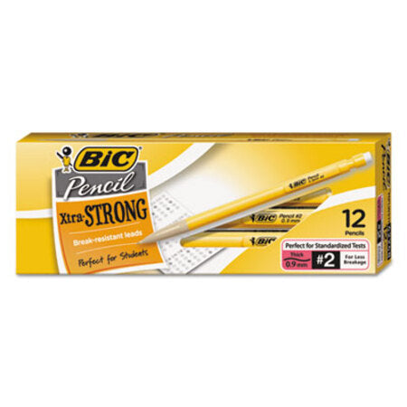 Bic® Xtra-Strong Mechanical Pencil, 0.9 mm, HB (#2.5), Black Lead, Yellow Barrel, Dozen