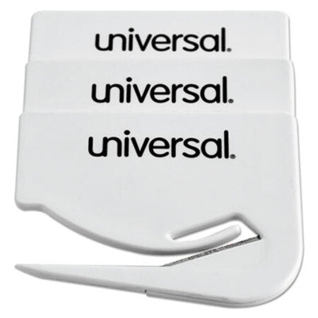 Universal® Letter Slitter Hand Letter Opener w/Concealed Blade, 2 1/2", White, 3/Pack