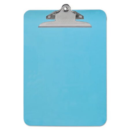 Universal® Plastic Clipboard w/High Capacity Clip, 1", Holds 8 1/2 x 12, Translucent Blue