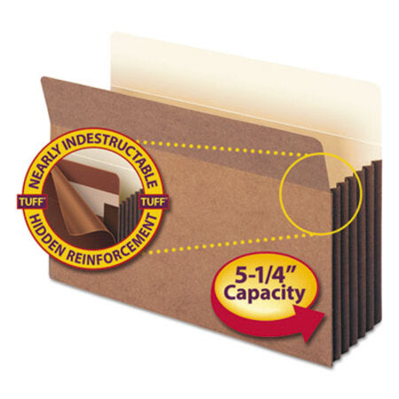Smead® Redrope TUFF Pocket Drop-Front File Pockets w/ Fully Lined Gussets, 5.25" Expansion, Legal Size, Redrope, 10/Box