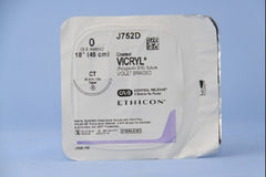 Suture with Needle Coated Vicryl Absorbable Coated Violet Suture Braided Polyglactin 910 Size 0 18 Inch Suture 1-Needle 40 mm Length 1/2 Circle Taper Point Needle