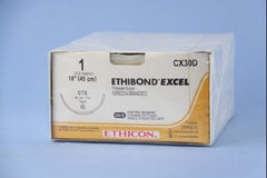 J & J Healthcare Systems Suture with Needle Ethibond Nonabsorbable Coated Green Suture Braided Polyester Size 1 18 Inch Suture 1-Needle 48 mm Length 1/2 Circle Taper Point Needle