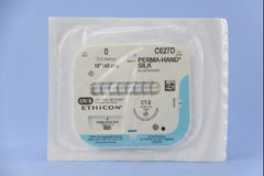 J & J Healthcare Systems Suture with Needle Perma-Hand™ Nonabsorbable Coated Black Suture Braided Silk Size 0 18 Inch Suture 1-Needle 26 mm Length 1/2 Circle Taper Point Needle