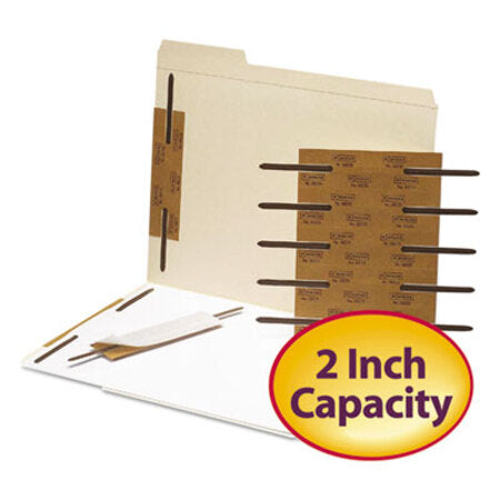 Smead® Reinforced Self-Adhesive Fasteners, 2" Capacity, 2.75" Center to Center, Brown, 100/Box