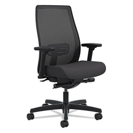 HON® Endorse Mesh Mid-Back Work Chair, Supports up to 300 lbs., Black Seat/Black Back, Black Base