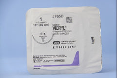 J & J Healthcare Systems Suture with Needle Coated Vicryl™ Absorbable Coated Violet Suture Braided Polyglactin 910 Size 1 18 Inch Suture 1-Needle 48 mm Length 1/2 Circle Taper Point Needle