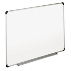 Universal® Dry Erase Board, Melamine, 72 x 48, White, Black/Gray Aluminum/Plastic Frame