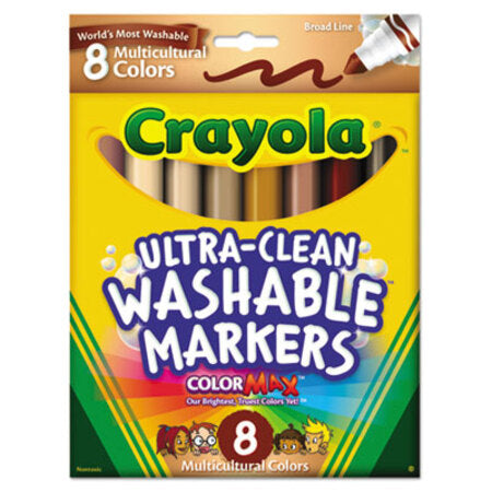 Crayola® Multicultural Colors Washable Marker, Broad Bullet Tip, Assorted Colors, 8/Pack
