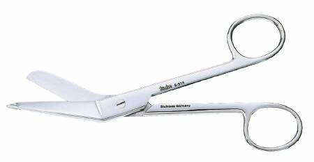Bandage Scissors MeisterHand® Lister 5-1/2 Inch Length Surgical Grade Stainless Steel NonSterile Finger Ring Handle Angled Blunt Tip / Blunt Tip