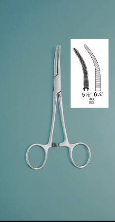 Hemostatic Forceps MeisterHand® Crile 5-1/2 Inch Length Surgical Grade German Stainless Steel NonSterile Ratchet Lock Finger Ring Handle Curved Serrated Tips