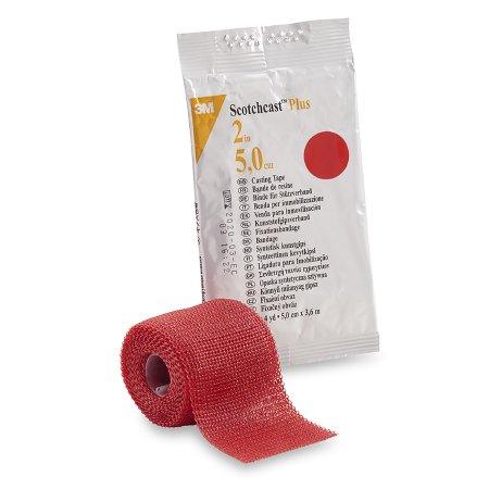 3M Ortho Cast Tape 3M™ Scotchcast™ Plus 2 Inch X 12 Foot Fiberglass Red