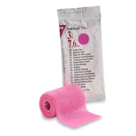 3M Ortho Cast Tape 3M™ Scotchcast™ Plus 3 Inch X 12 Foot Fiberglass Bright Pink