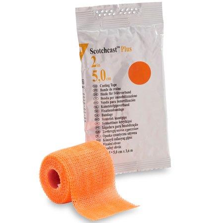 3M Ortho Cast Tape 3M™ Scotchcast™ Plus 2 Inch X 12 Foot Fiberglass Bright Orange