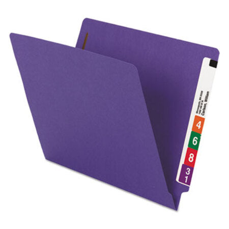 Smead® WaterShed/CutLess End Tab 2-Fastener Folders, Straight Tab, Letter Size, Purple, 50/Box