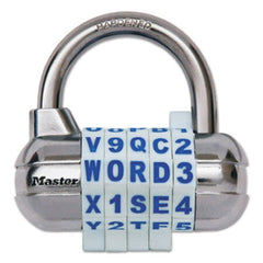 Master Lock® Password Plus Combination Lock, Hardened Steel Shackle, 2 1/2" Wide, Silver