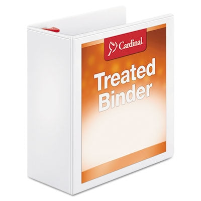 Cardinal® Treated ClearVue Locking Slant-D Ring Binder, 3 Rings, 4" Capacity, 11 x 8.5, White