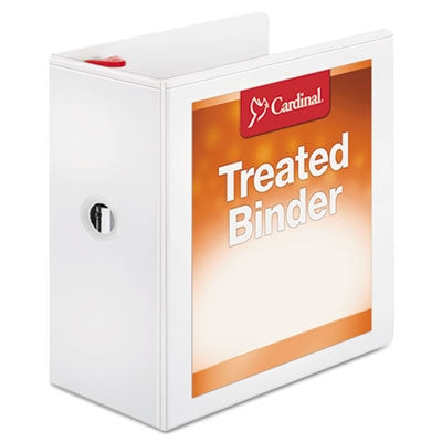 Cardinal® Treated ClearVue Locking Slant-D Ring Binder, 3 Rings, 5" Capacity, 11 x 8.5, White