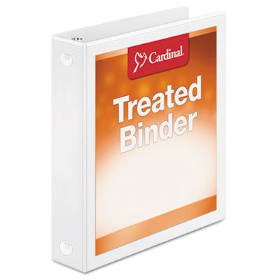 Cardinal® Treated Binder ClearVue Locking Round Ring Binder, 3 Rings, 1.5" Capacity, 11 x 8.5, White