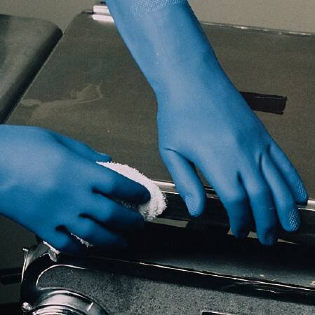 Utility Glove Medium Latex / Nitrile Blue 13 Inch Straight Cuff NonSterile
