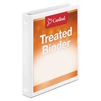 Cardinal® Treated Binder ClearVue Locking Round Ring Binder, 3 Rings, 1" Capacity, 11 x 8.5, White