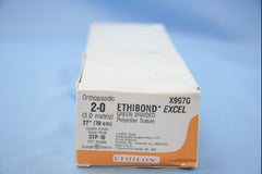 Suture with Needle Ethibond Nonabsorbable Coated Green Suture Braided Polyester Size 2 - 0 27 Inch Suture Double-Armed 25.4 mm Length Straight Trocar Point Needle