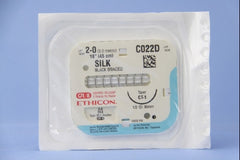 Suture with Needle Perma-Hand Nonabsorbable Coated Black Suture Braided Silk Size 2 - 0 18 Inch Suture 1-Needle 36 mm Length 1/2 Circle Taper Point Needle