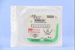 Suture with Needle Nurolon Nonabsorbable Coated Black Suture Braided Nylon Size 2 - 0 18 Inch Suture 1-Needle 36 mm Length 1/2 Circle Taper Point Needle