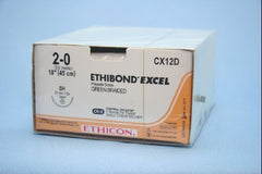 Suture with Needle Ethibond Nonabsorbable Coated Green Suture Braided Polyester Size 2 - 0 18 Inch Suture 1-Needle 26 mm Length 1/2 Circle Taper Point Needle