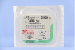 Suture with Needle Nurolon Nonabsorbable Coated Black Suture Braided Nylon Size 2 - 0 18 Inch Suture 1-Needle 26 mm Length 1/2 Circle Taper Point Needle