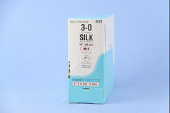 Suture with Needle Perma-Hand Nonabsorbable Coated Black Suture Braided Silk Size 3 - 0 18 Inch Suture 1-Needle 22 mm Length 1/2 Circle Taper Point Needle