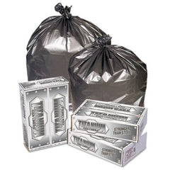 Pitt Plastics Titanium Low-Density Can Liners, 60 gal, 1.7 mil, 39" x 57", Silver, 50/Carton