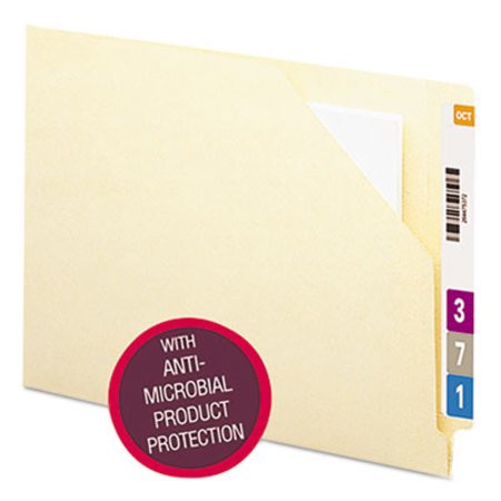 Smead® End Tab File Jacket with Antimicrobial Product Protection, Shelf-Master Reinforced Straight Tab, Letter Size, Manila, 100/Box