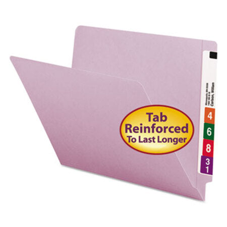 Smead® Reinforced End Tab Colored Folders, Straight Tab, Letter Size, Lavender, 100/Box