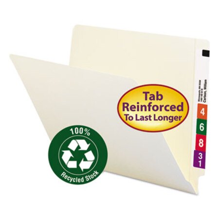 Smead® 100% Recycled Manila End Tab Folders, Straight Tab, Letter Size, 100/Box