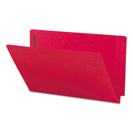 Smead® Heavyweight Colored End Tab Folders with Two Fasteners, Straight Tab, Legal Size, Red, 50/Box