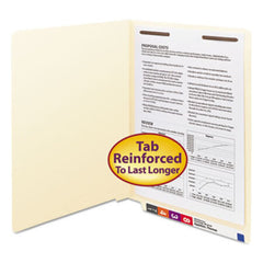 Smead® Manila End Tab 1-Fastener Folders with Reinforced Tabs, 0.75" Expansion, Straight Tab, Letter Size, 11 pt. Manila, 50/Box