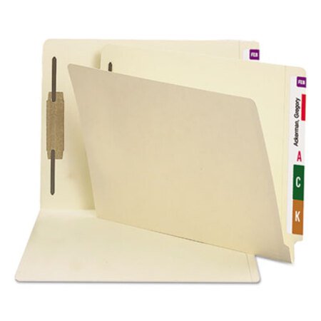 Smead® Manila End Tab 1-Fastener Folders with Reinforced Tabs, 0.75" Expansion, Straight Tab, Letter Size, 14 pt. Manila, 50/Box