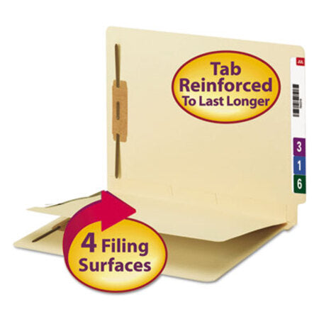 Smead® Fastener Folder w/ Divider, 1 Divider, Letter Size, Manila, 50/Box