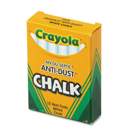Crayola® Nontoxic Anti-Dust Chalk, White, 12 Sticks/Box