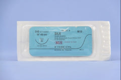 Suture with Needle Perma-Hand Nonabsorbable Coated Black Suture Braided Silk Size 3 - 0 18 Inch Suture 1-Needle 26 mm Length 1/2 Circle Taper Point Needle