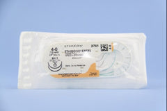 Suture with Needle Ethibond Nonabsorbable Coated Green Suture Braided Polyester Size 4 - 0 36 Inch Suture Double-Armed 22 mm Length 1/2 Circle Taper Point Needle