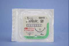 Suture with Needle Nurolon Nonabsorbable Coated Black Suture Braided Nylon Size 0 18 Inch Suture 1-Needle 48 mm Length 1/2 Circle Taper Point Needle