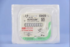 Suture with Needle Nurolon Nonabsorbable Coated Black Suture Braided Nylon Size 2 - 0 18 Inch Suture 1-Needle 22 mm Length 1/2 Circle Taper Point Needle