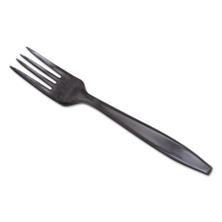 Dixie® Individually Wrapped Heavyweight Utensils, Fork, Plastic, Black, 1,000/Carton