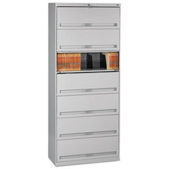 Tennsco Closed Fixed Seven-Shelf Lateral File, 36w x 16.5d x 87h, Light Gray