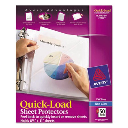 Avery® Quick Top and Side Loading Sheet Protectors, Letter, Non-Glare, 50/Box