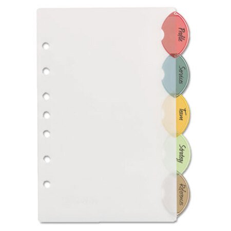 Avery® Insertable Style Edge Tab Plastic Dividers, 7-Hole Punched, 5-Tab, 8.5 x 5.5, Translucent, 1 Set