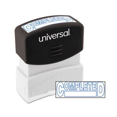 Universal® Message Stamp, COMPLETED, Pre-Inked One-Color, Blue Ink